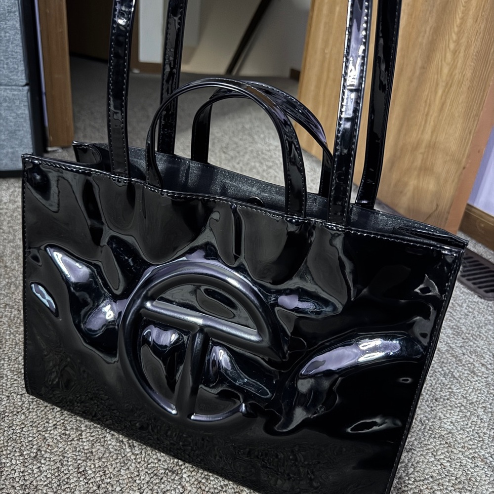 Telfar Shiny Black Tote Bag